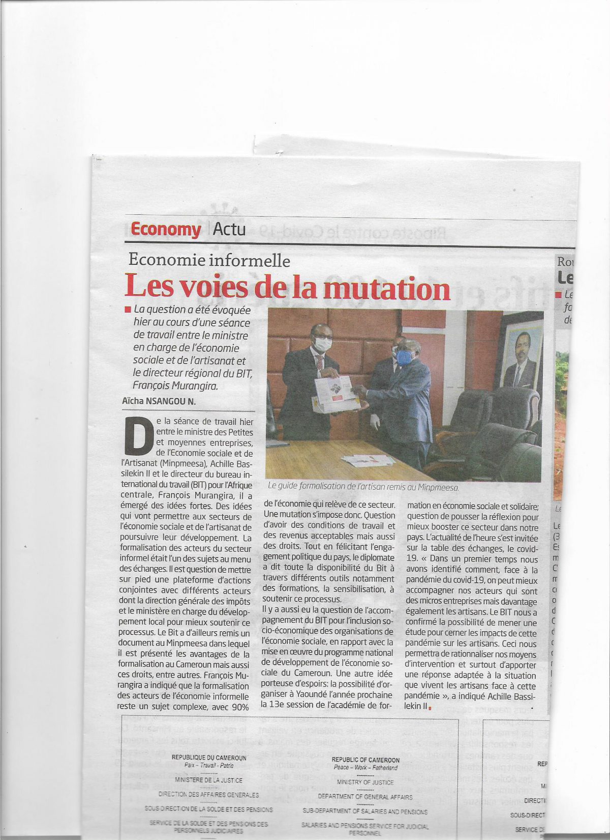 audience à François MURANGUIRA Directeur Régional Afrique Centrale du Bureau International du Travail (BIT)