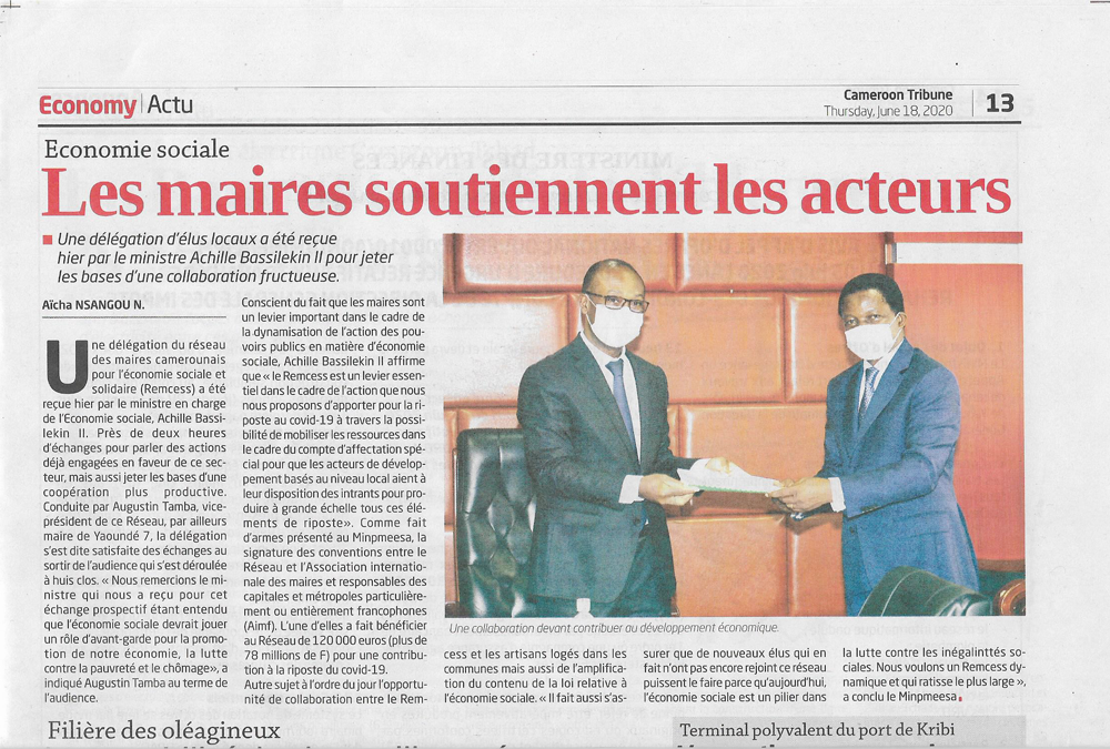 Achille BASSILEKIN III reçoit le Réseau des Maires pour l’Economie Sociale et Solidaire (REMCESS)