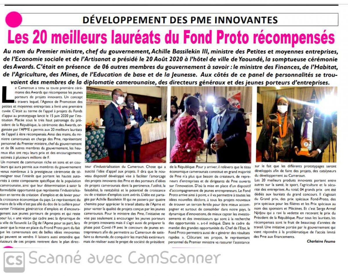 Remise des prix aux lauréats dans le cadre du projet Fonds-Proto.