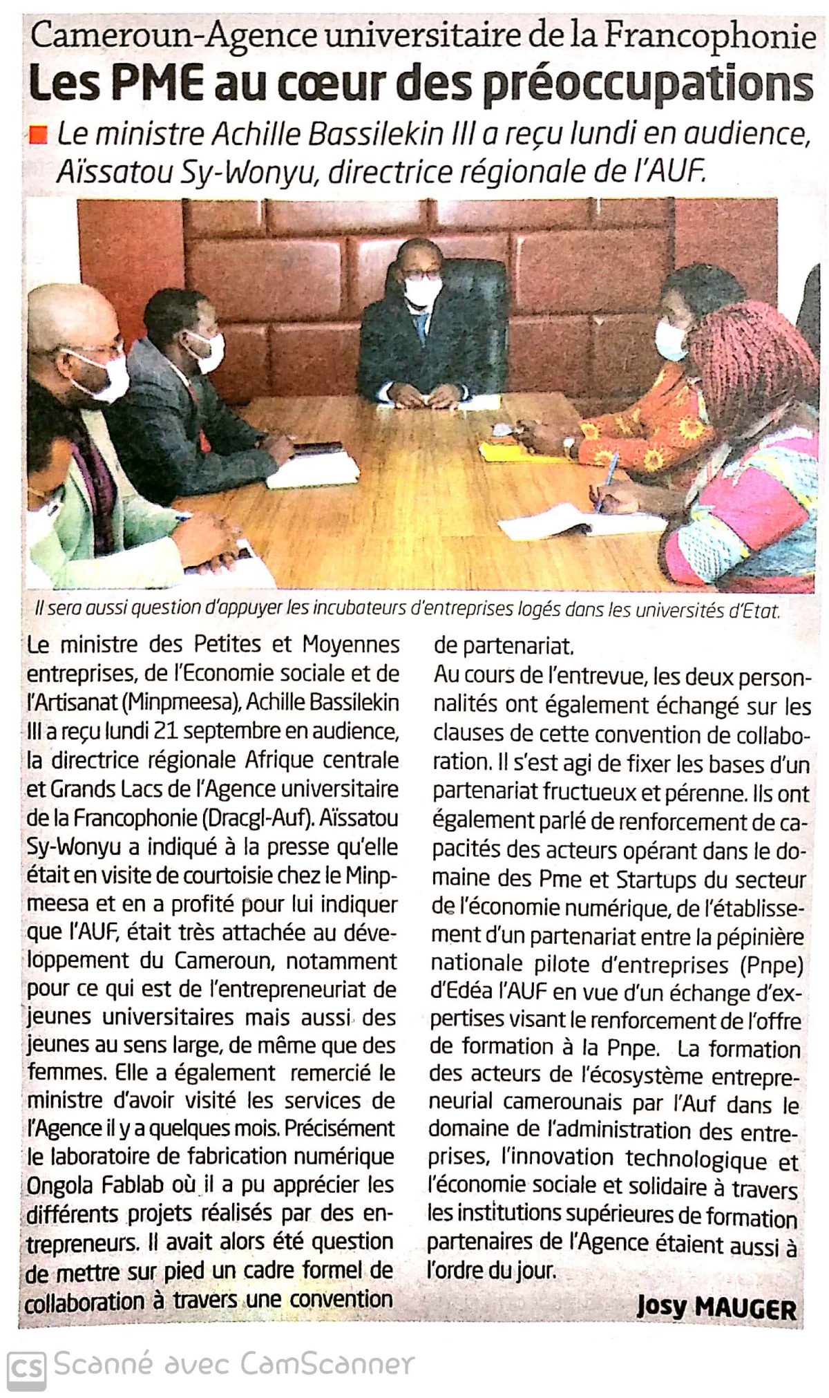 Le Minpmeesa a reçu en audience la représentante régionale de l’AUF.