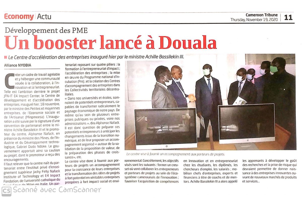 Le ministre des Pmeesa Achille Bassilekin III inaugure le Centre d’accélérateur des entreprises JFN-IT IMPACT.